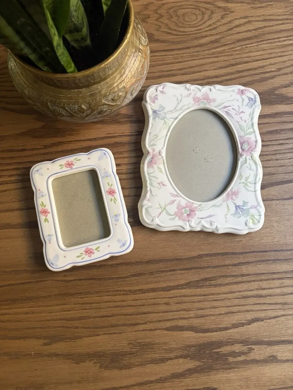 Vintage Picture Frames Floral Ceramic Frames 5x7 And 3x5 Cottagecore Set of 2